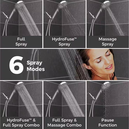 Hydrofuse 6-Spray Wall Mount Handheld Shower Head 1.75 GPM in Polished Chrome