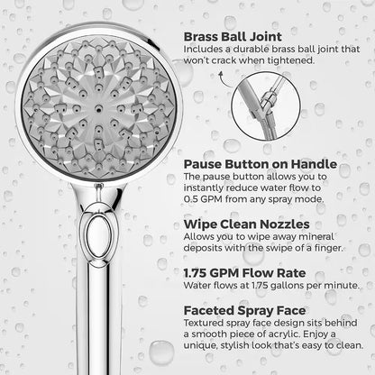 Hydrofuse 6-Spray Wall Mount Handheld Shower Head 1.75 GPM in Polished Chrome